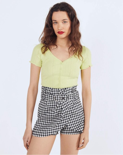 Gingham check print skort