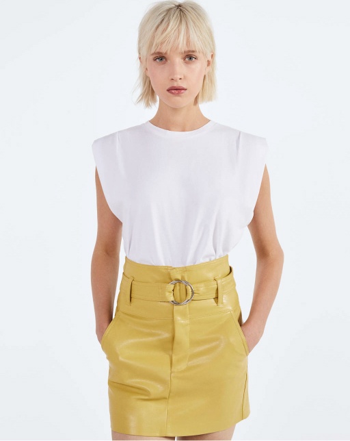 Faux leather skirt with belt