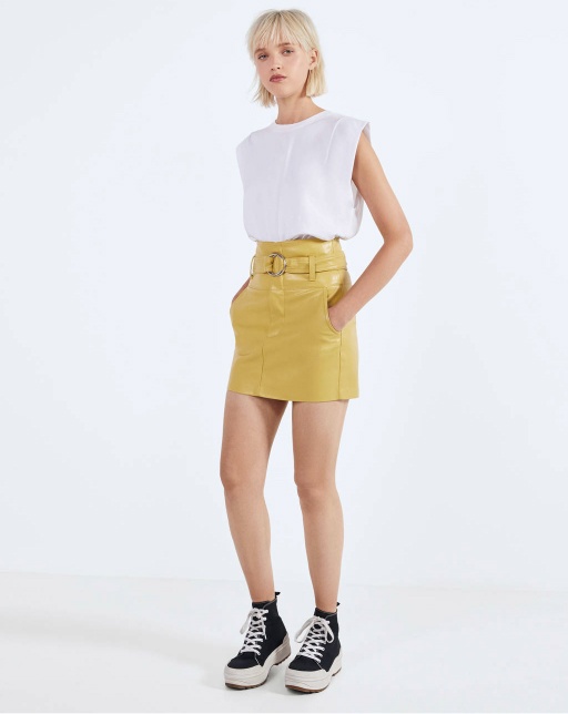Faux leather skirt with belt – Zolden